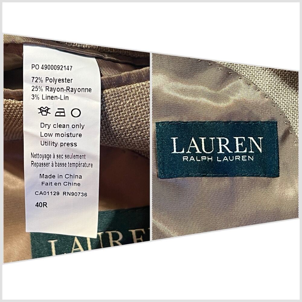 New Ralph Lauren Ultraflex 40R Golden Tan Hopsack Linen Blend Blazer Sport Coat - Picture 15 of 16